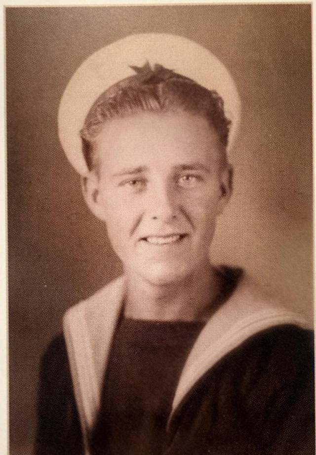 Eddie Pollendine in Royal Navy uniform, 1943