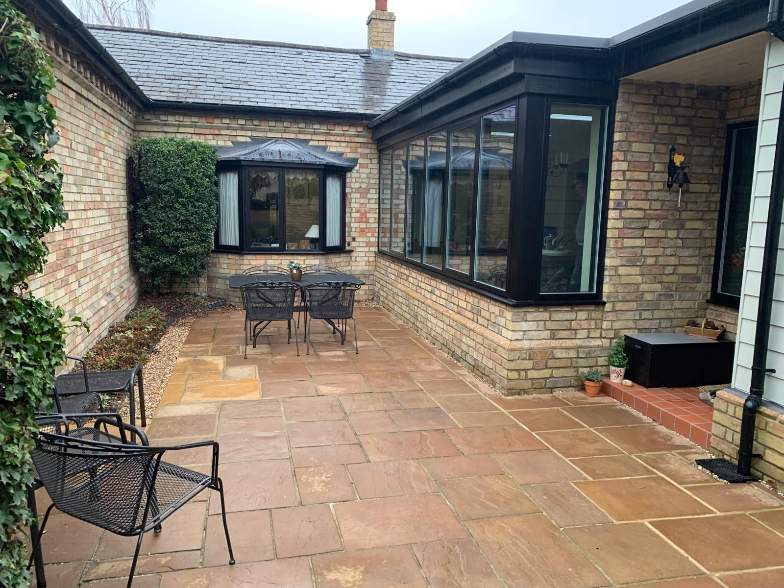 Extension — finished courtyard and seating area