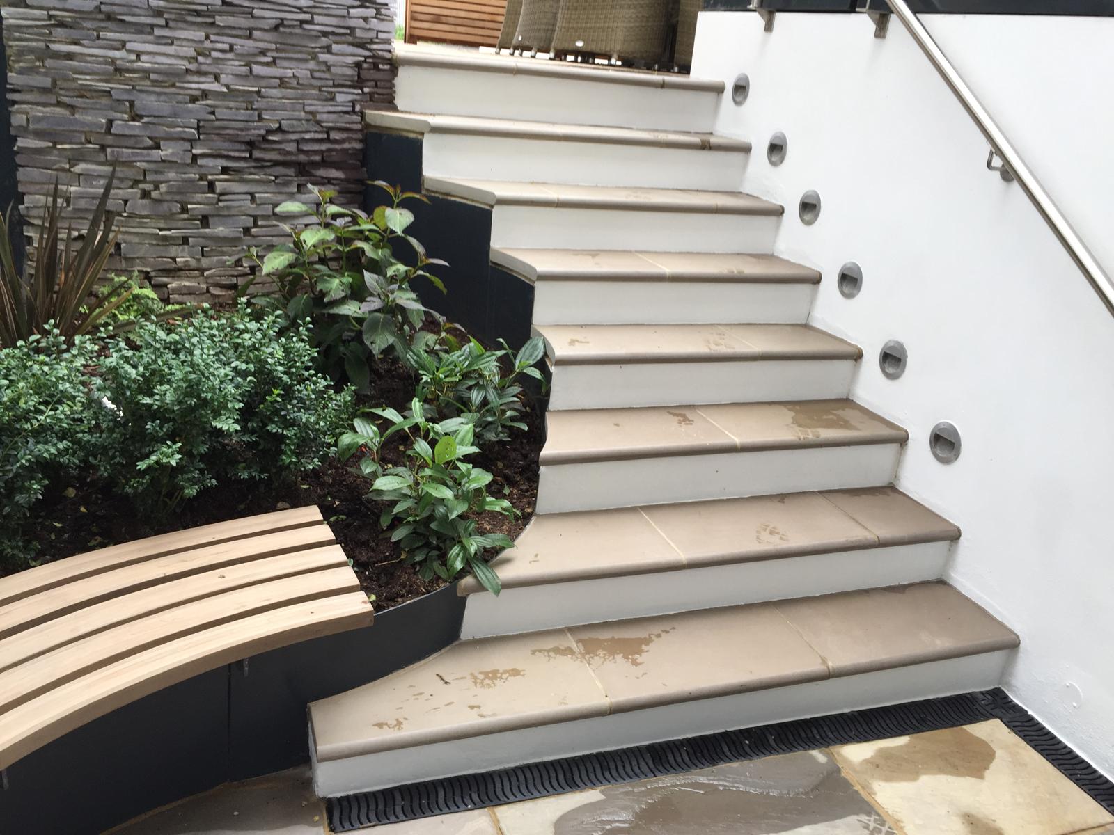 Landscaping — stone steps with lighting